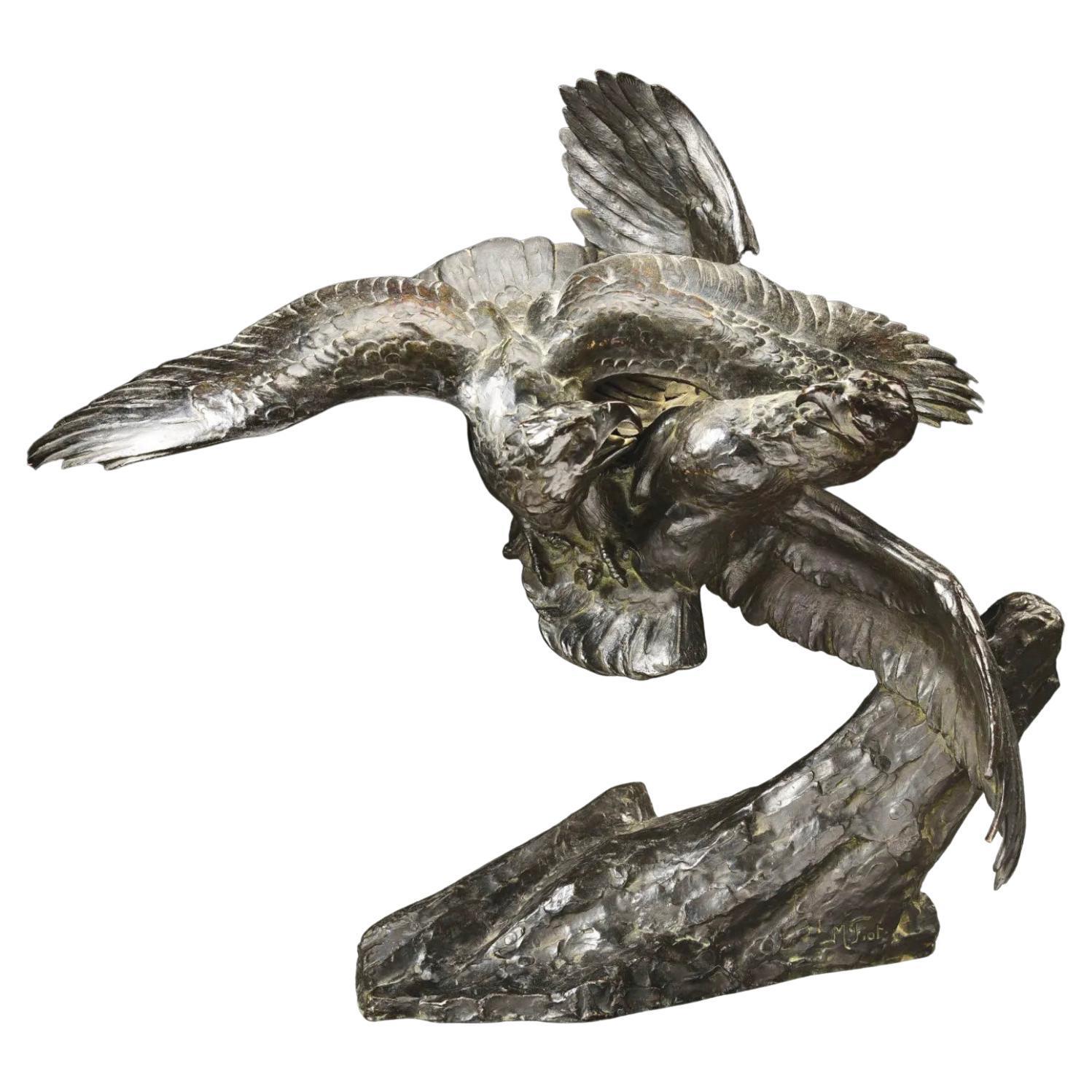 Unknown Figurative Sculpture - Maximilien Louis Fiot 'Fr 1886 - 1953' Combat Des Aigles