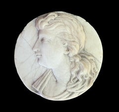 Neoclassical Marble Medallion Depicting a Profile from the Grand Tour of Rome, 18th Century