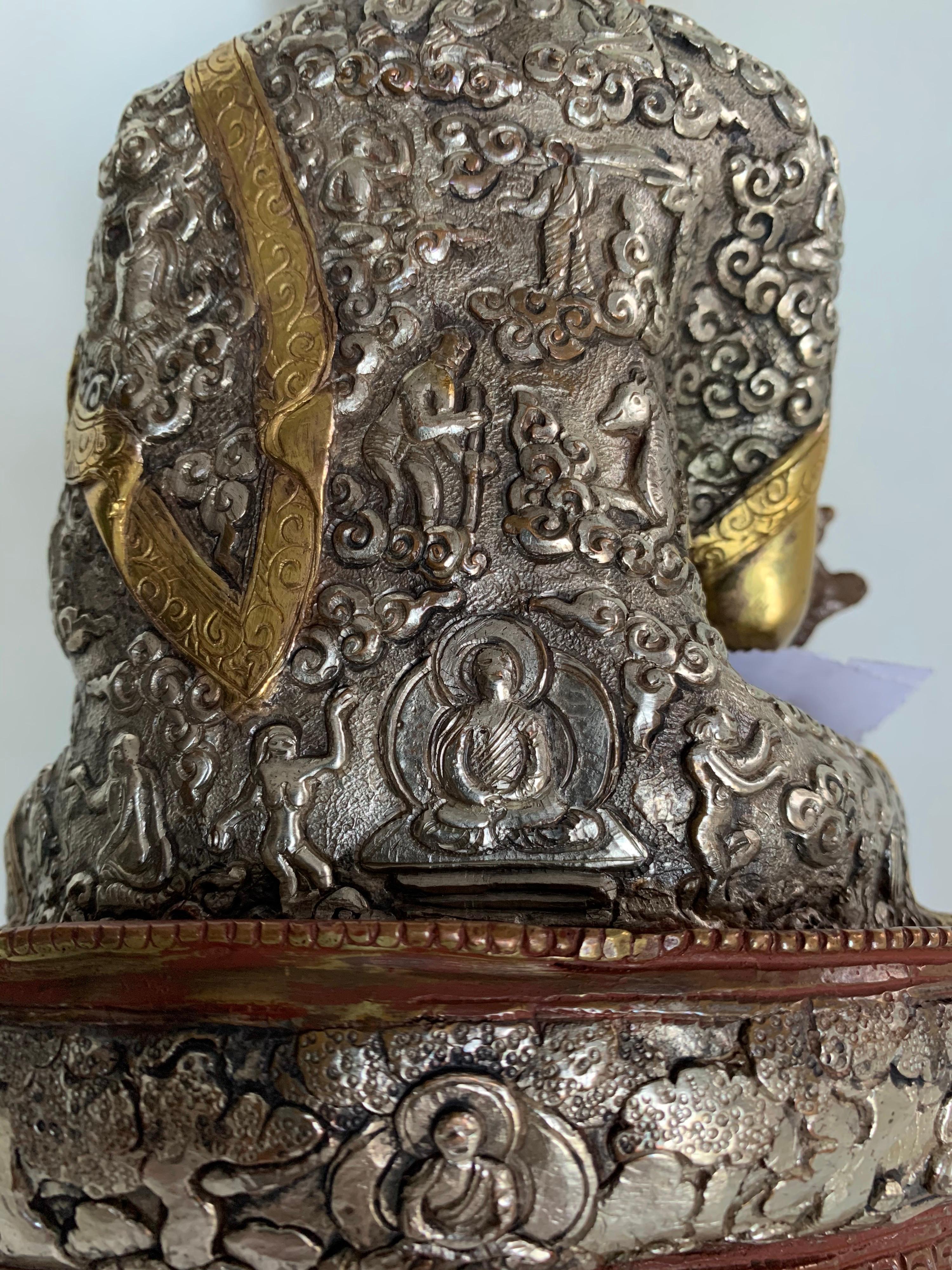 Medicine Buddha Statue 9.5 Inch with 24 Gold Handcrafted by Lost Wax Process For Sale 4