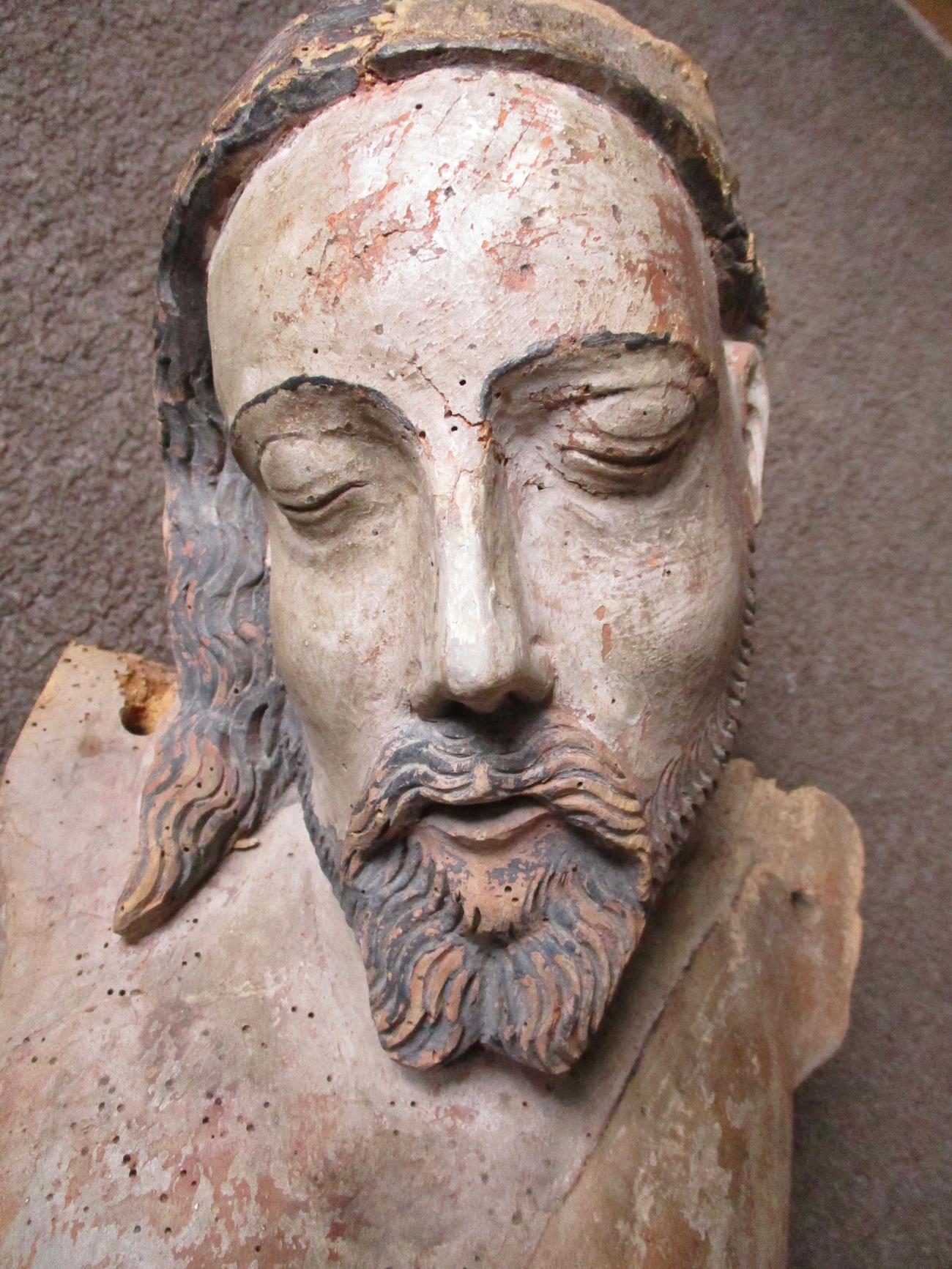 Unknown Figurative Sculpture - Medieval Rennaissance early Christ fragment