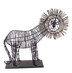 Metal Wire Lion Sculpture Attributed to Curtis Jere