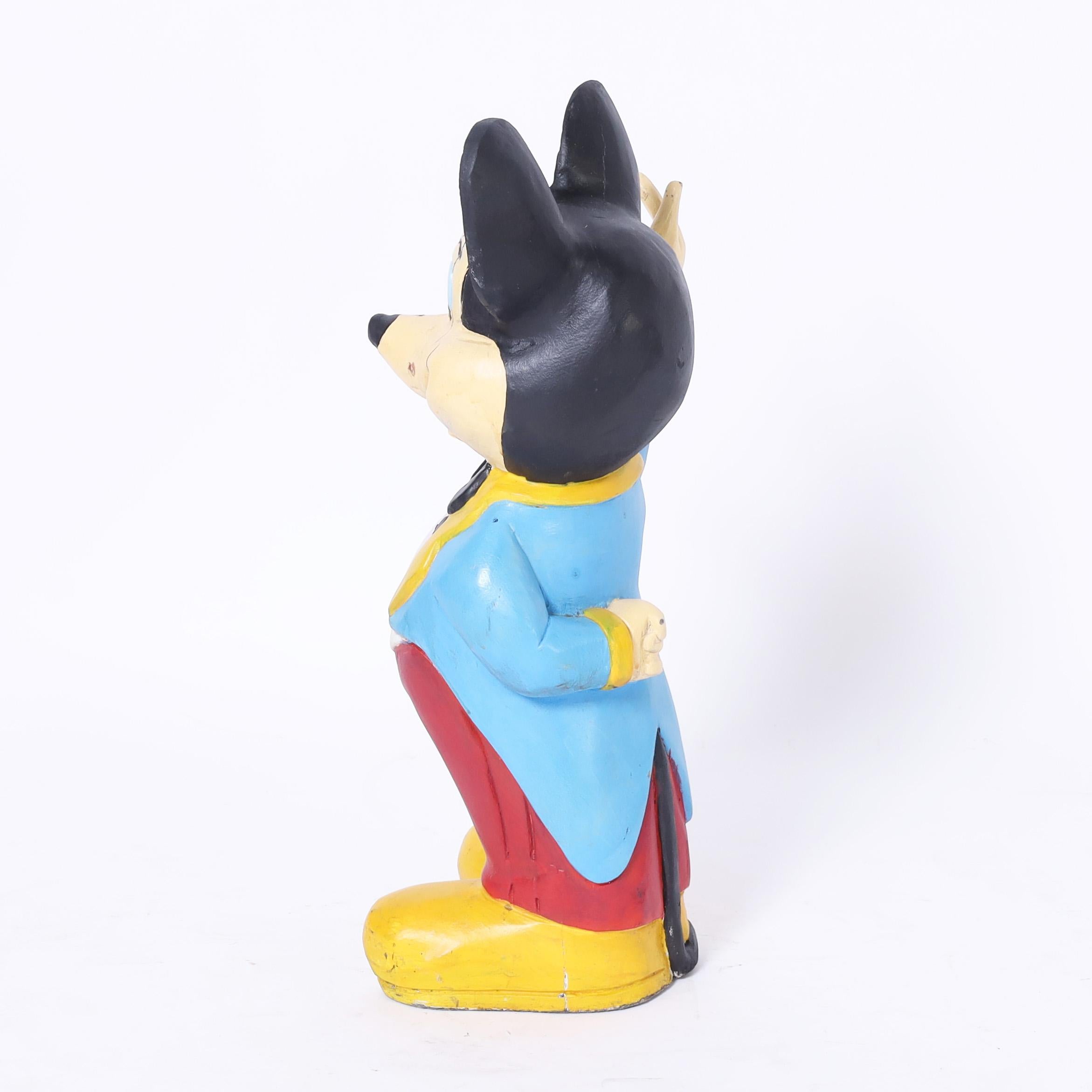 Vintage-Holzskulptur mit Mickey Mouse im Angebot 1