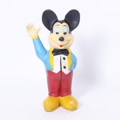 Vintage-Holzskulptur mit Mickey Mouse