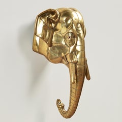 Mid Century Brass Elephant Head Sculpture