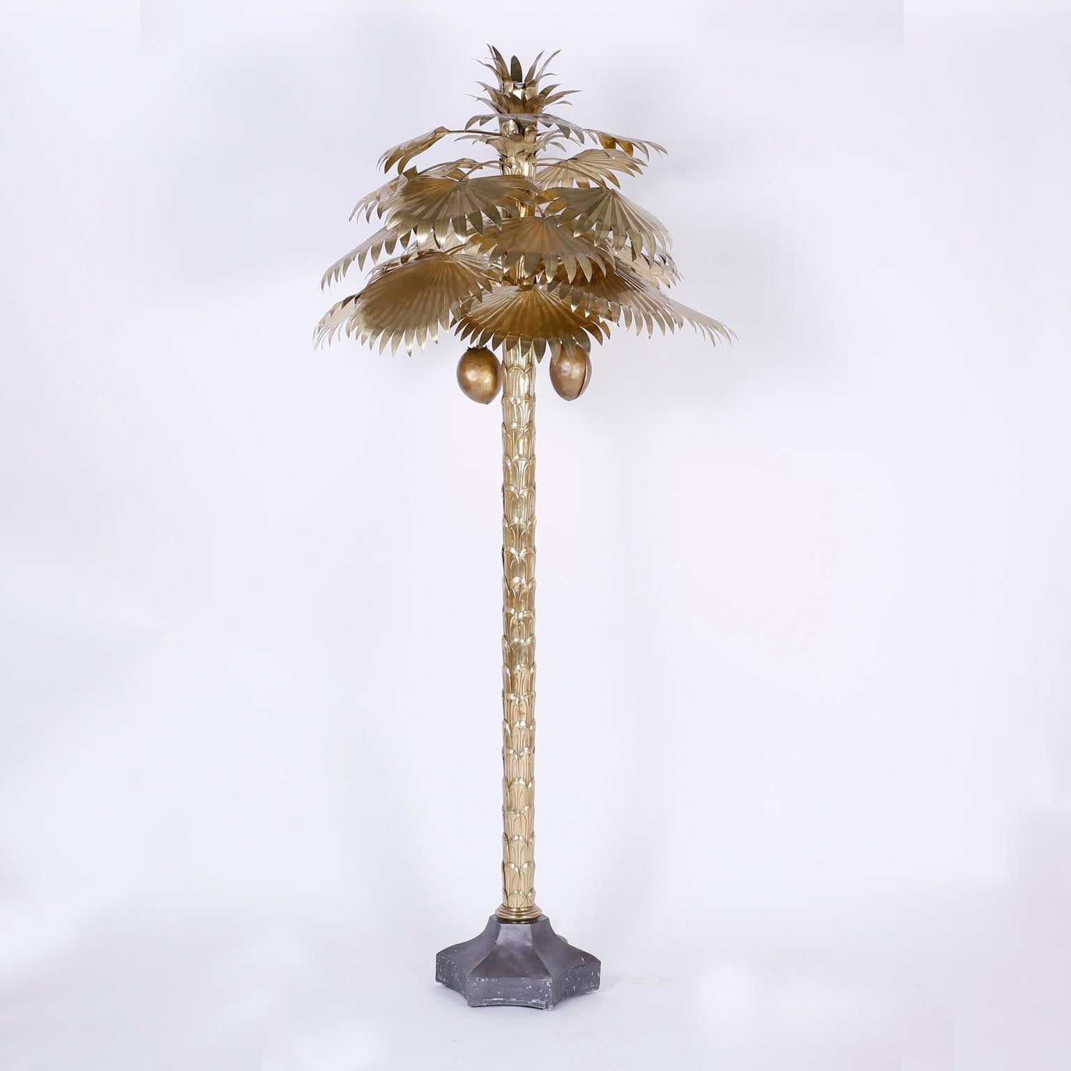 Unknown Figurative Sculpture - Mid Century Brass Palm Tree Sculpture