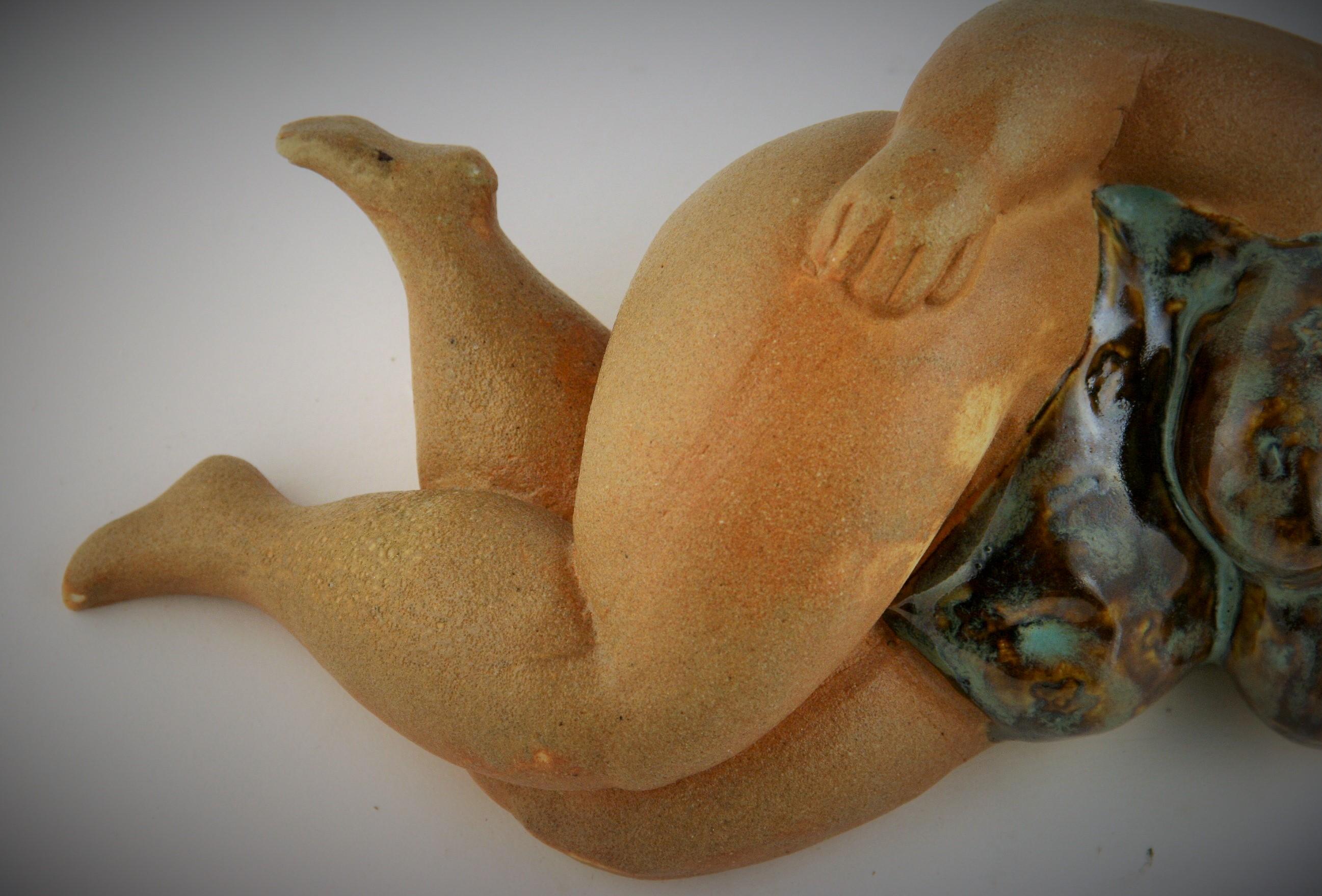 Mid Century Scandinavian Bathing Beauty Stone Wear Sculpture - Gray Figurative Sculpture by Unknown