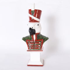 Buste de perroquet militaire en céramique italienne du milieu du siècle dernier