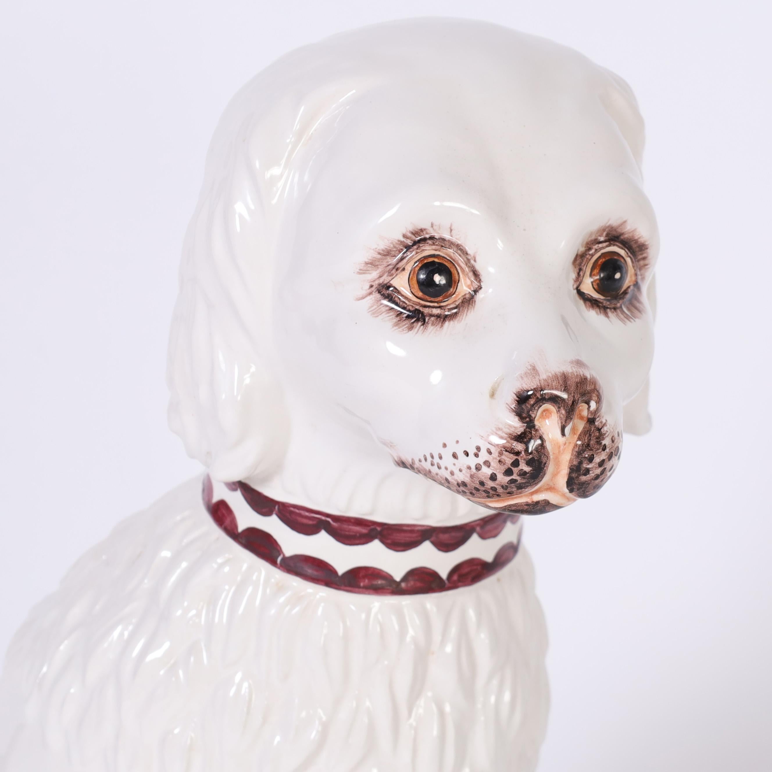 Italienische Katzen- und Hundeskulpturen aus der Mitte des Jahrhunderts aus Keramik oder Porzellan im Angebot 5