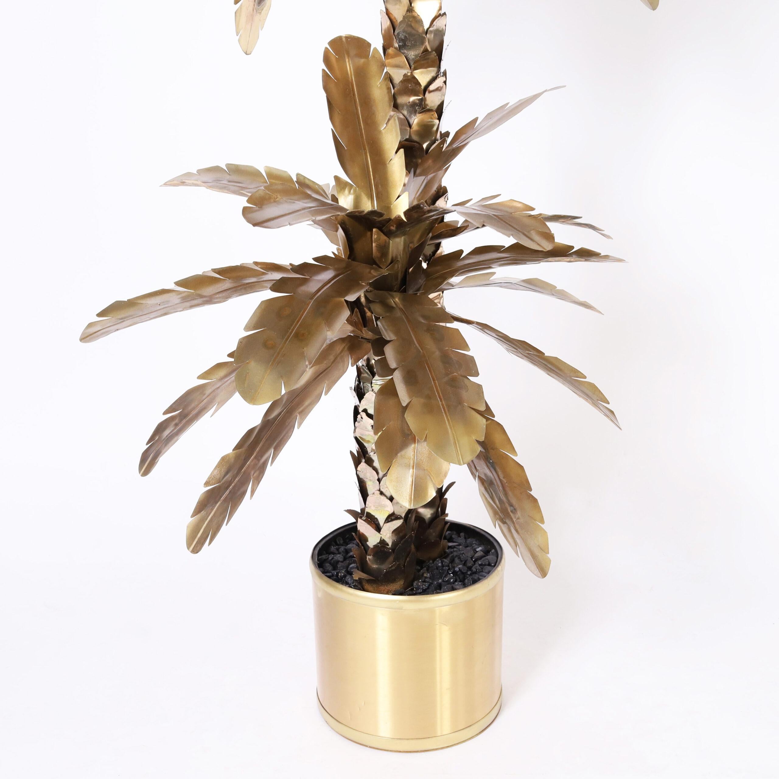 Mid Century Jansen Style Metal Palm Tree Sculpture For Sale 4