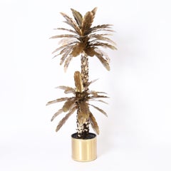Mid Century Jansen Style Metal Palm Tree Sculpture