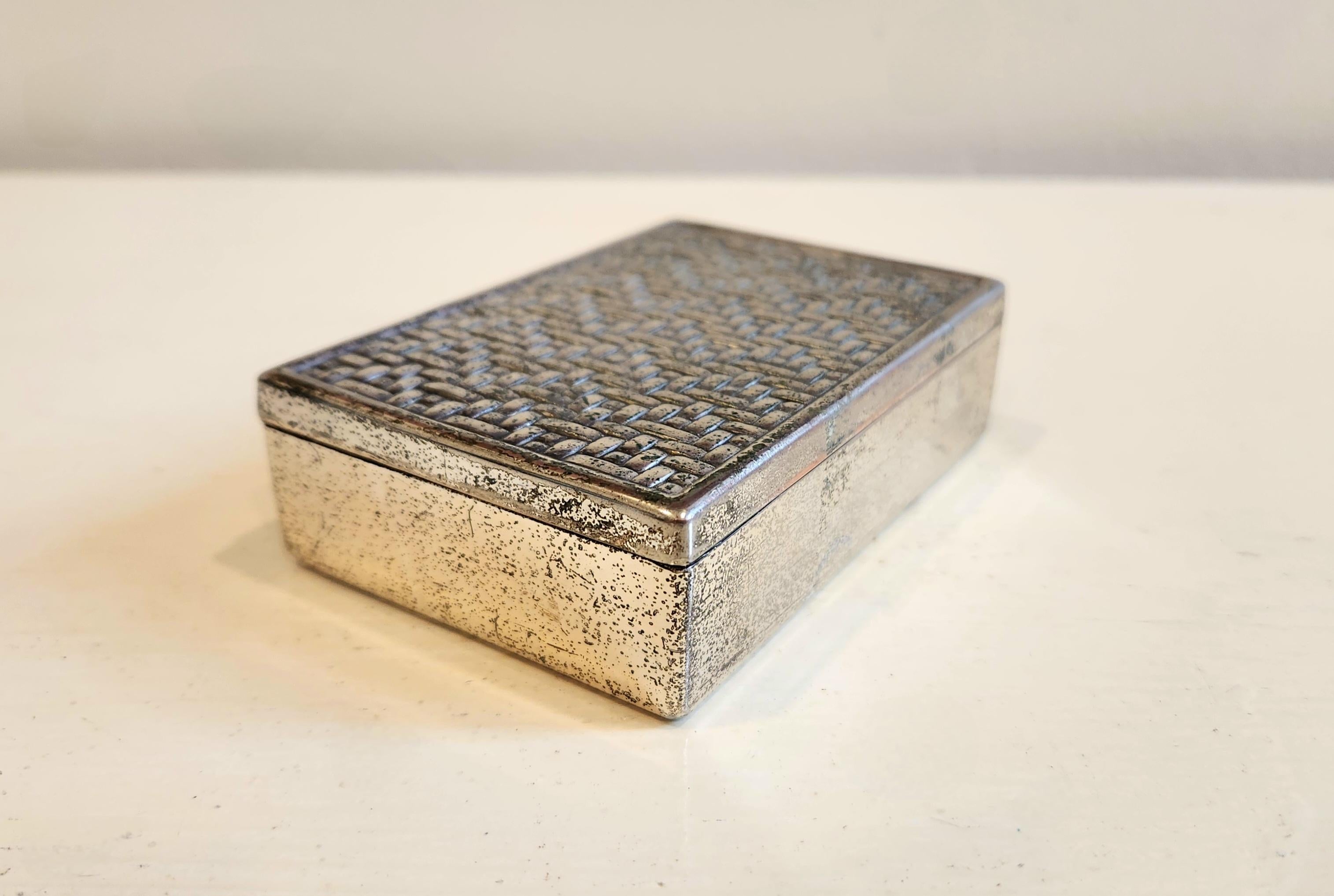 Mid-Century Metallbox in Silber Farbe
