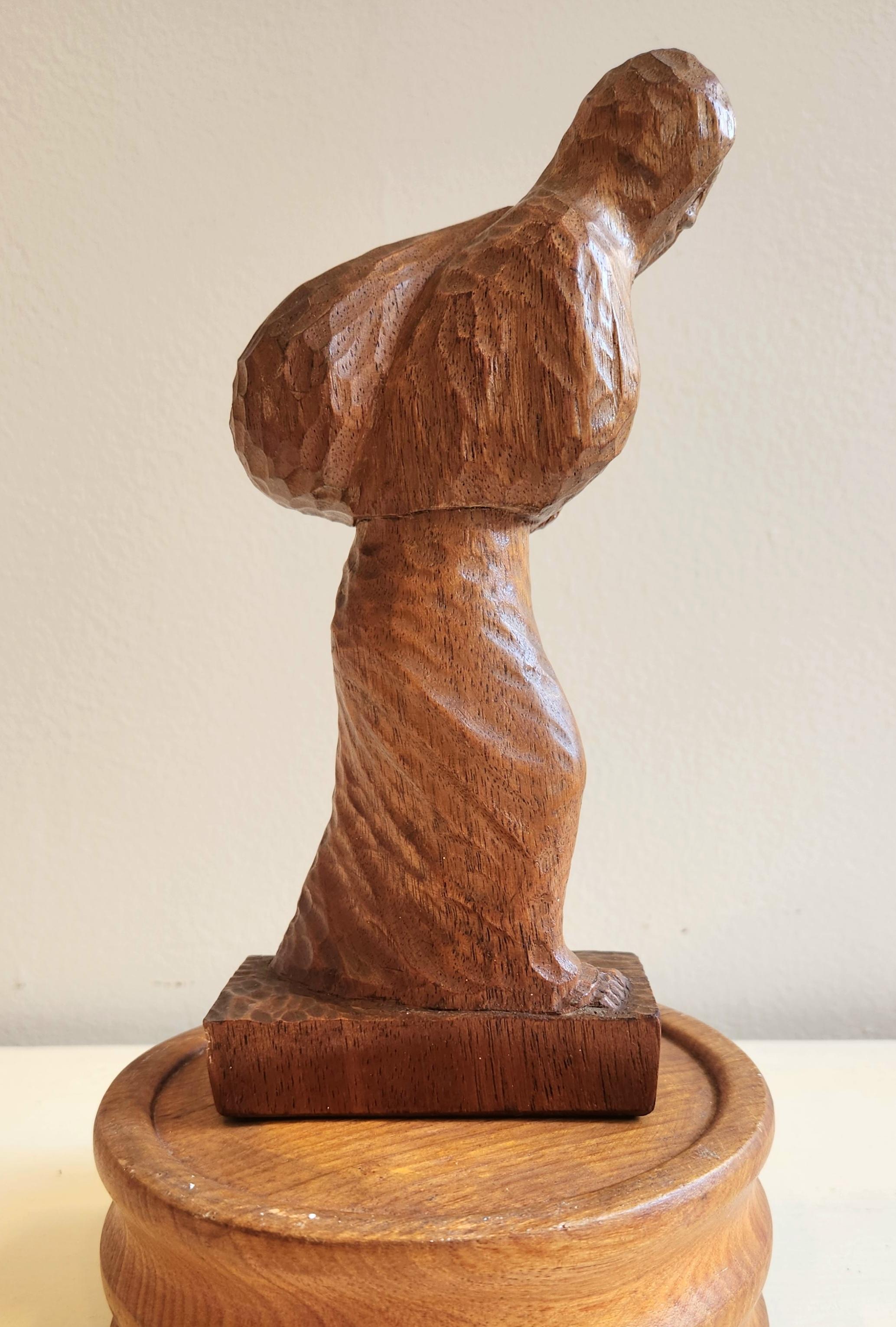 Mid-century Mexican Wood Sculpture Figure For Sale 3