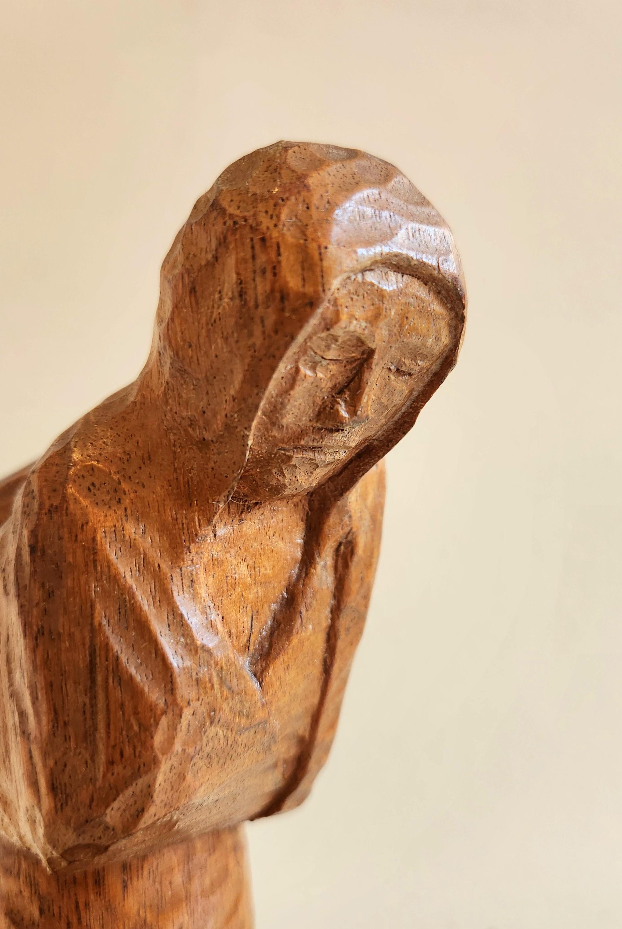 Mid-century Mexican Wood Sculpture Figure For Sale 4