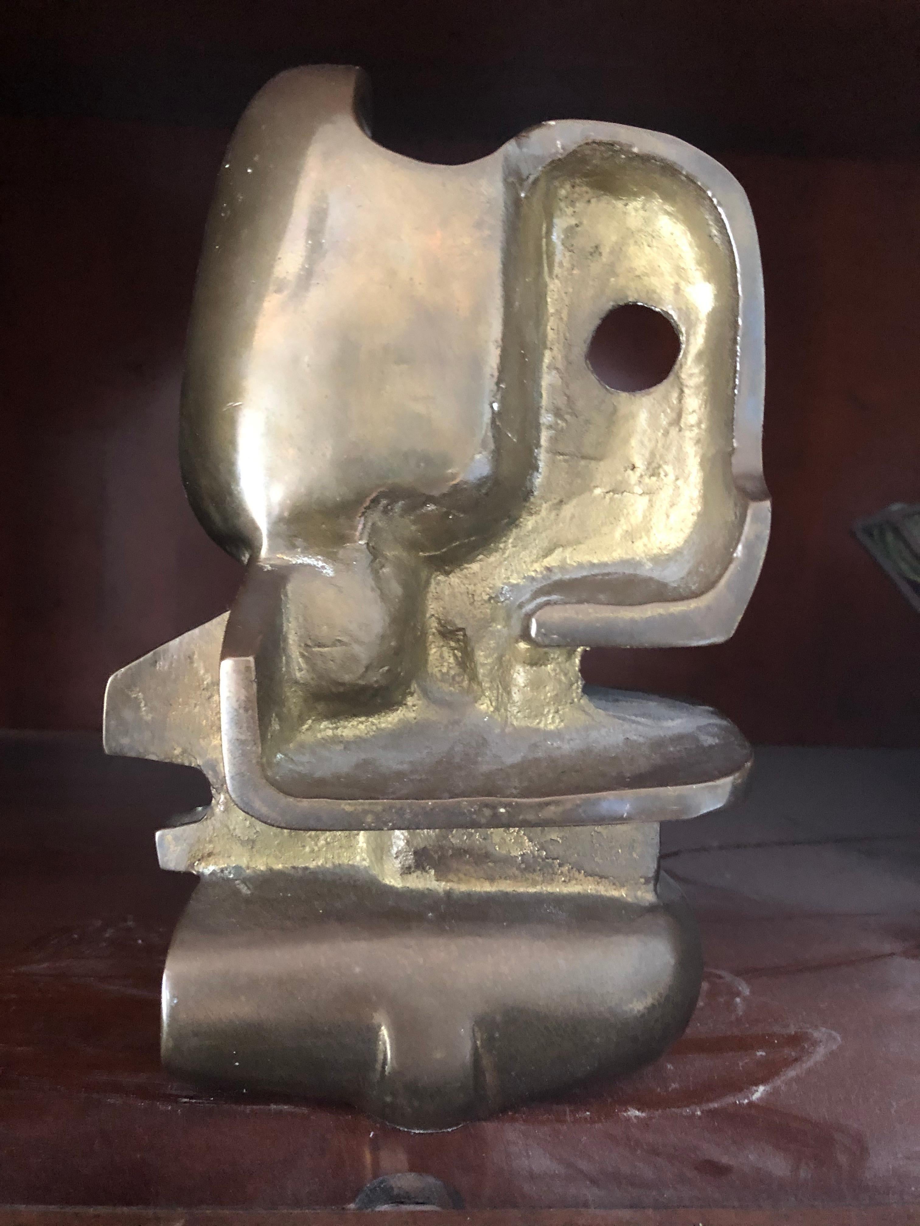 Unknown Abstract Sculpture - Mid Century Modern Abstract Bronze