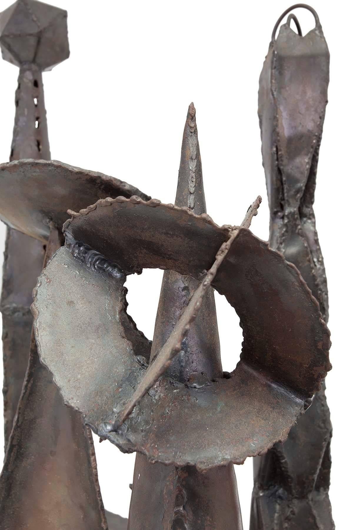 Mid Century Modern Brutalist Welded Expressionist Sculpture After Paul Evans - Gray Abstract Sculpture by Unknown