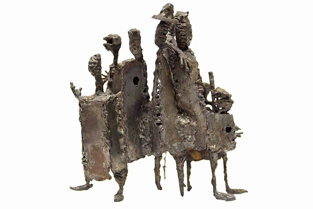 Unknown Abstract Sculpture - Mid Century Modern Brutalist Welded Expressionist Sculpture 