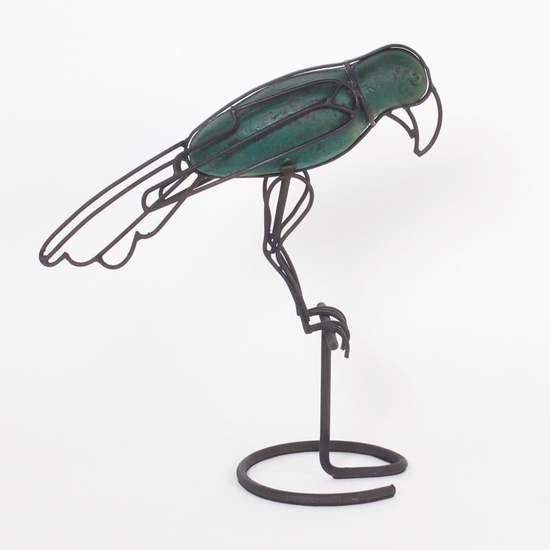 As if it where a three dimensional drawing, this whimsical Mid-Century deconstructed iron bird sculpture will grab plenty of attention.
