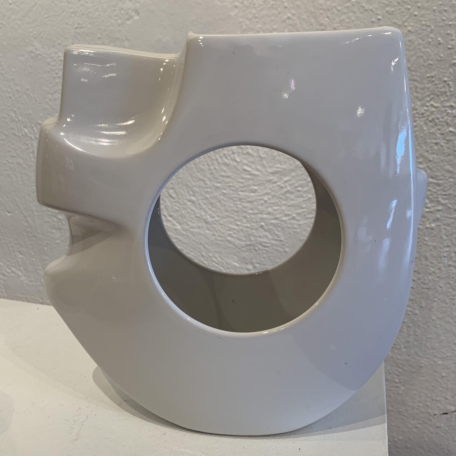 Mid Century Modern White Vase  3