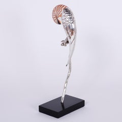 Mid-Century Nautilus Shell Parrot Sculpture