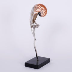 Vintage Mid-Century Nautilus Shell Parrot Sculpture