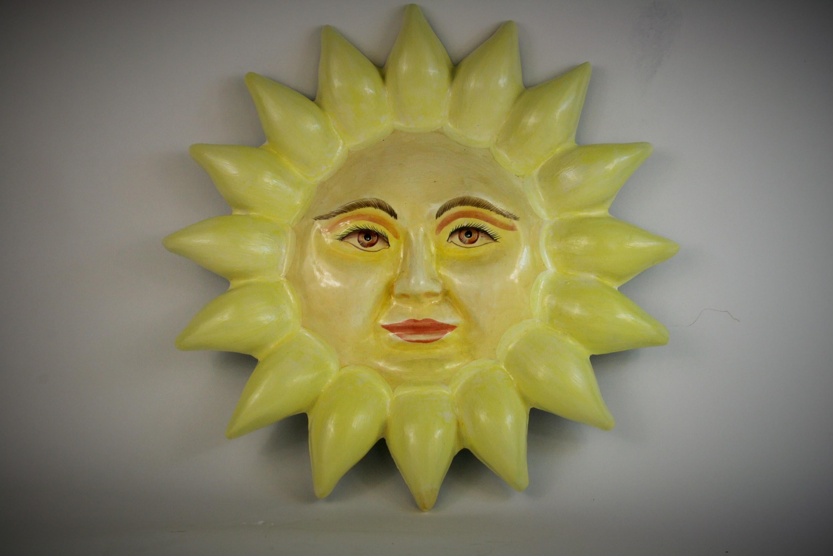 Unknown Still-Life Sculpture - Mid Century Sun Papier Mache Wall Sculpture Sergio Bustamante