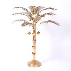Midcentury Brass Coconut Palm Tree Sculpture