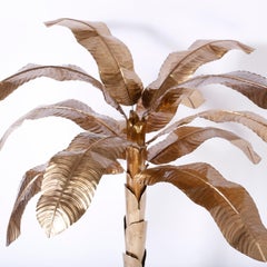 Midcentury Brass Palm or Banana Tree Sculpture