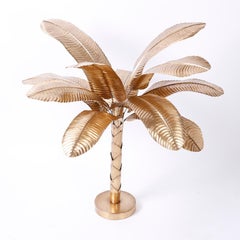 Midcentury Brass Palm or Banana Tree Sculpture