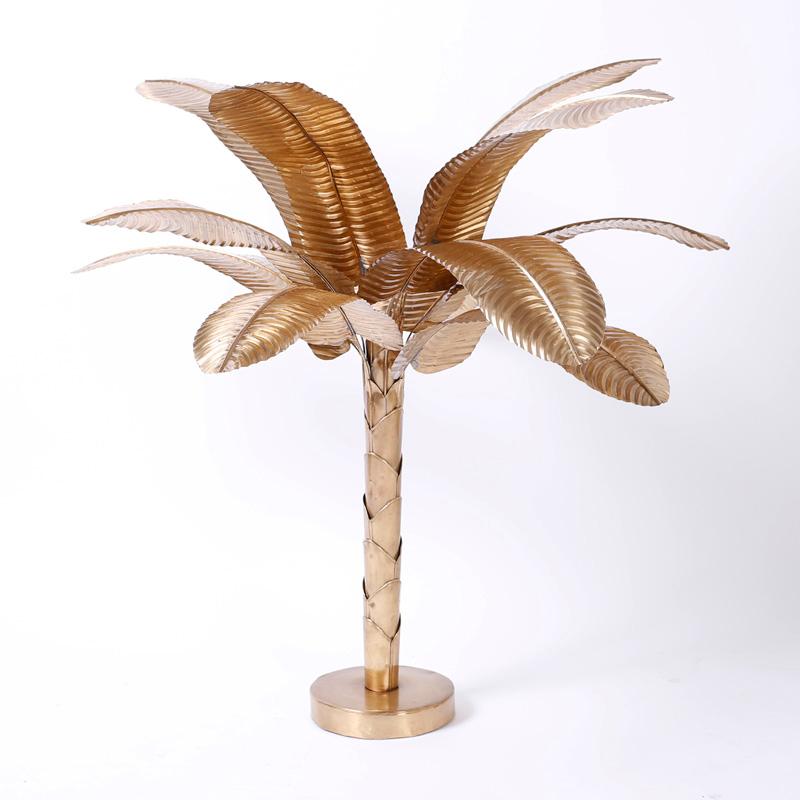 Midcentury Brass Palm or Banana Tree Sculpture