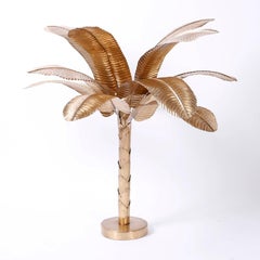 Midcentury Brass Palm or Banana Tree Sculpture