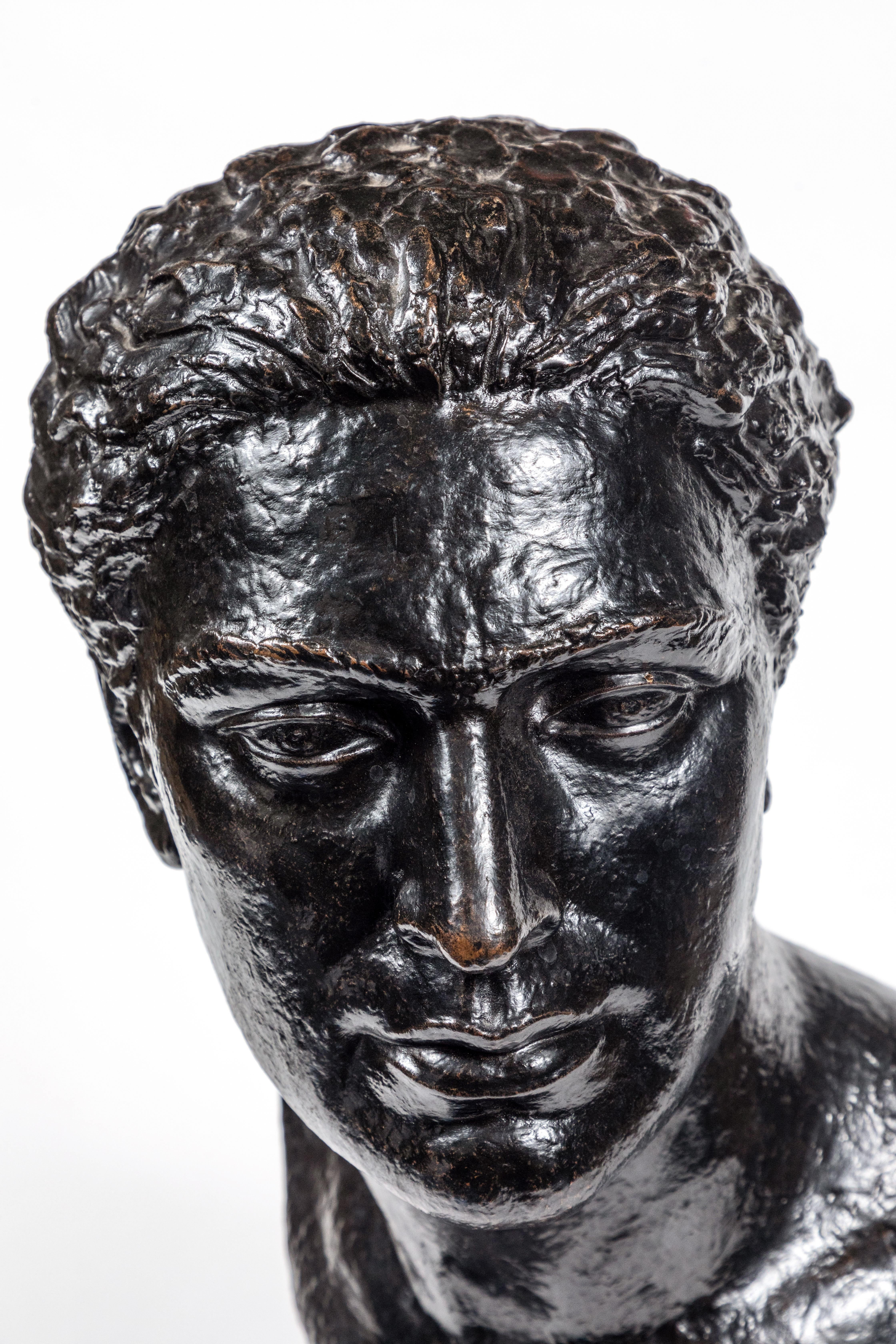 Midcentury Bronze Bust of Man For Sale 1