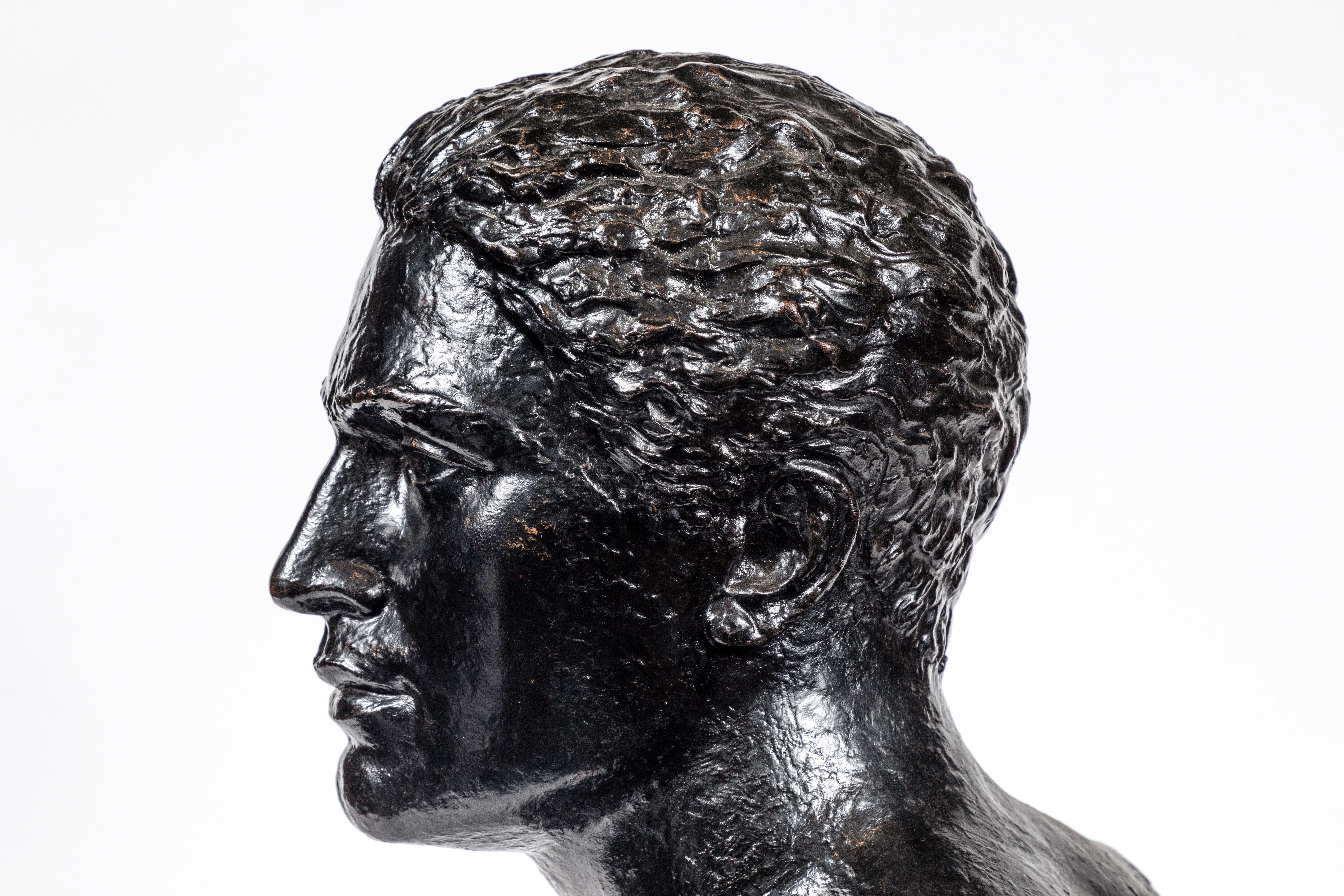 Midcentury Bronze Bust of Man For Sale 5