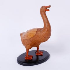 Midcentury Chinese Wicker Duck