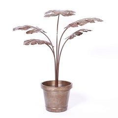 Sculpture de plantes en pot en métal du milieu du siècle dernier