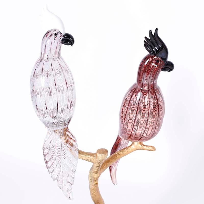 Midcentury Murano Glass and Bronze Sculpture with Two Birds by Zico Zanetti For Sale 3