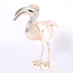 Midcentury Shell and Silver Plate Bird Sculpture by Gabriella Binazzi