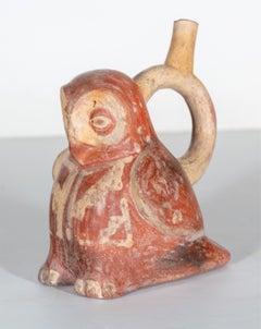 Antique "Moche Owl Pot, " Animalic Ceramic Vessel created in Pre-Columbian Peru