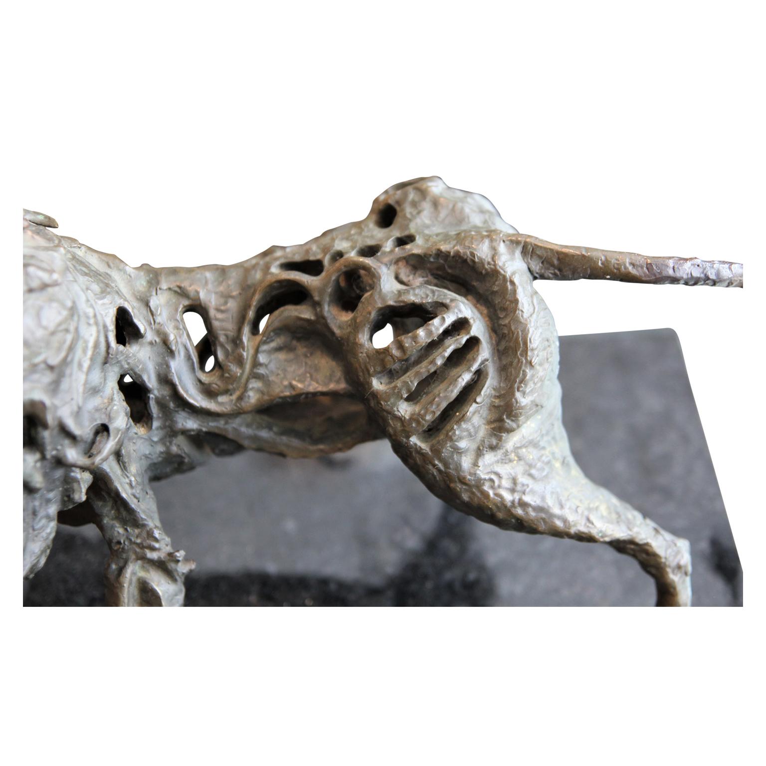 Abstrakte skelettierte Tierskulptur eines Löwen aus Bronze, Moderne im Angebot 1