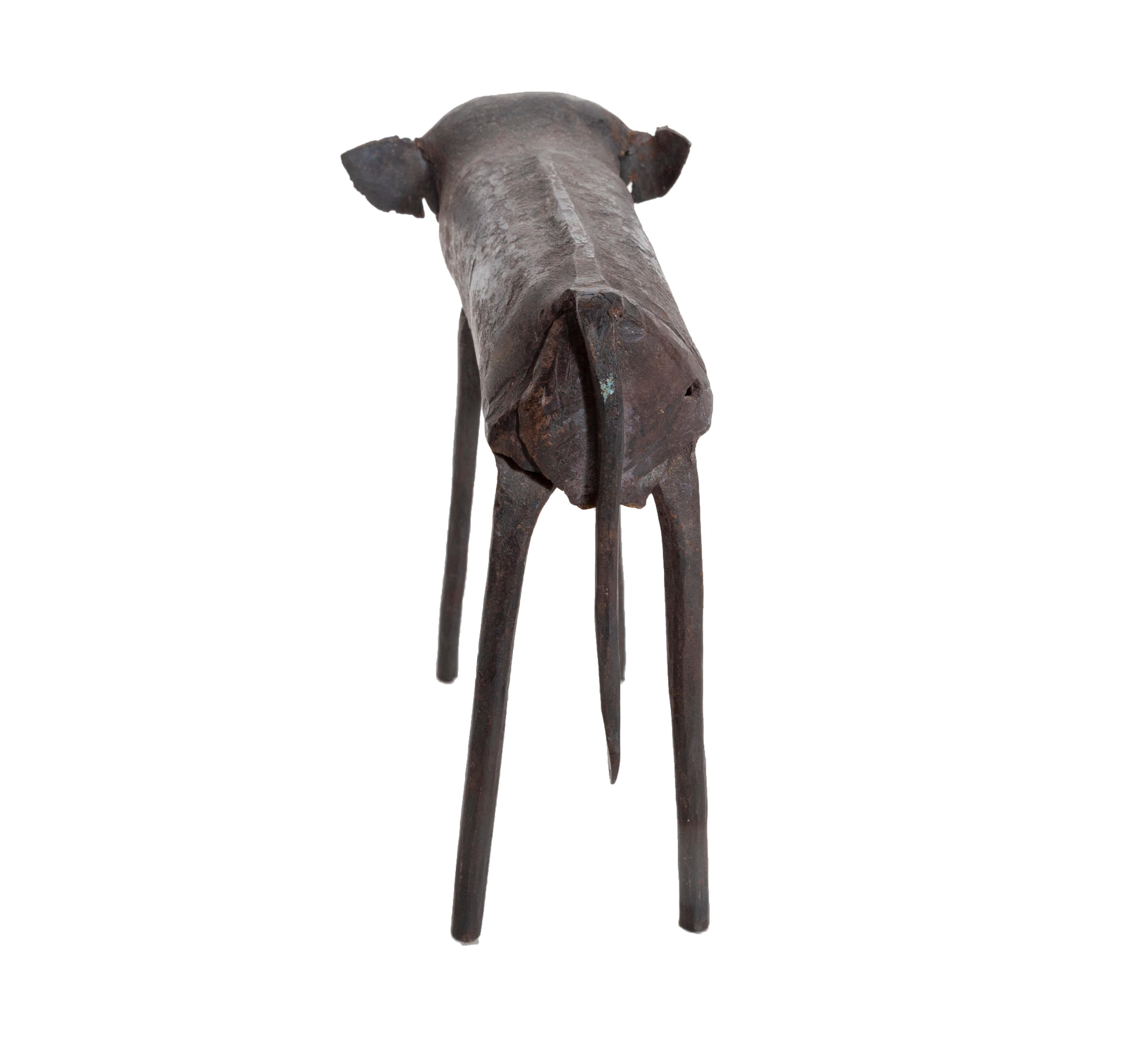 Minimalist modern Iron elephant sculpture by an unknown artist. 
