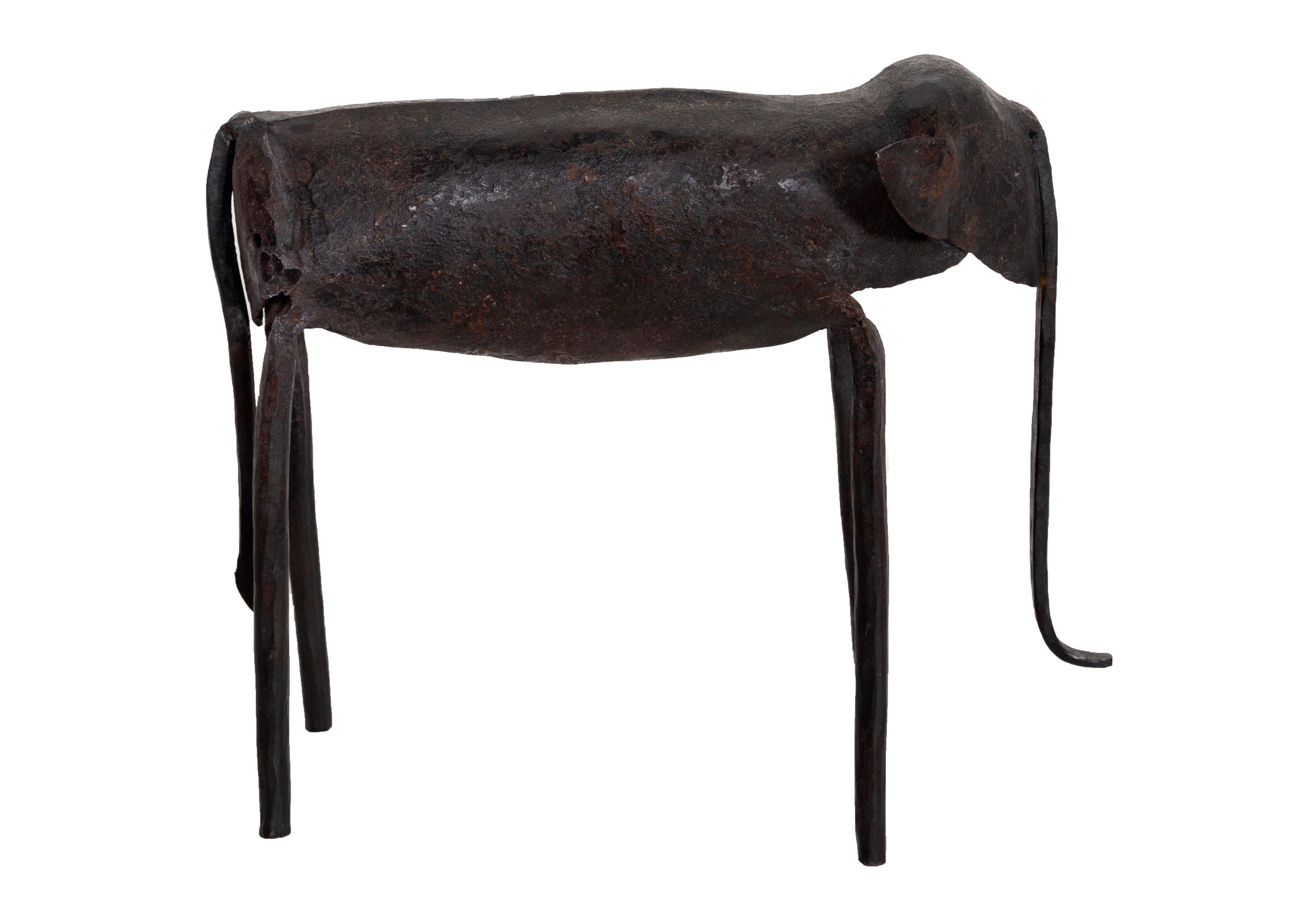 Modern Iron Elephant Sculpture - Black Figurative Sculpture by Unknown