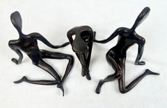 Scultura figurativa modernista in bronzo in edizione limitata, set di 3 pezzi, firmata e numerata