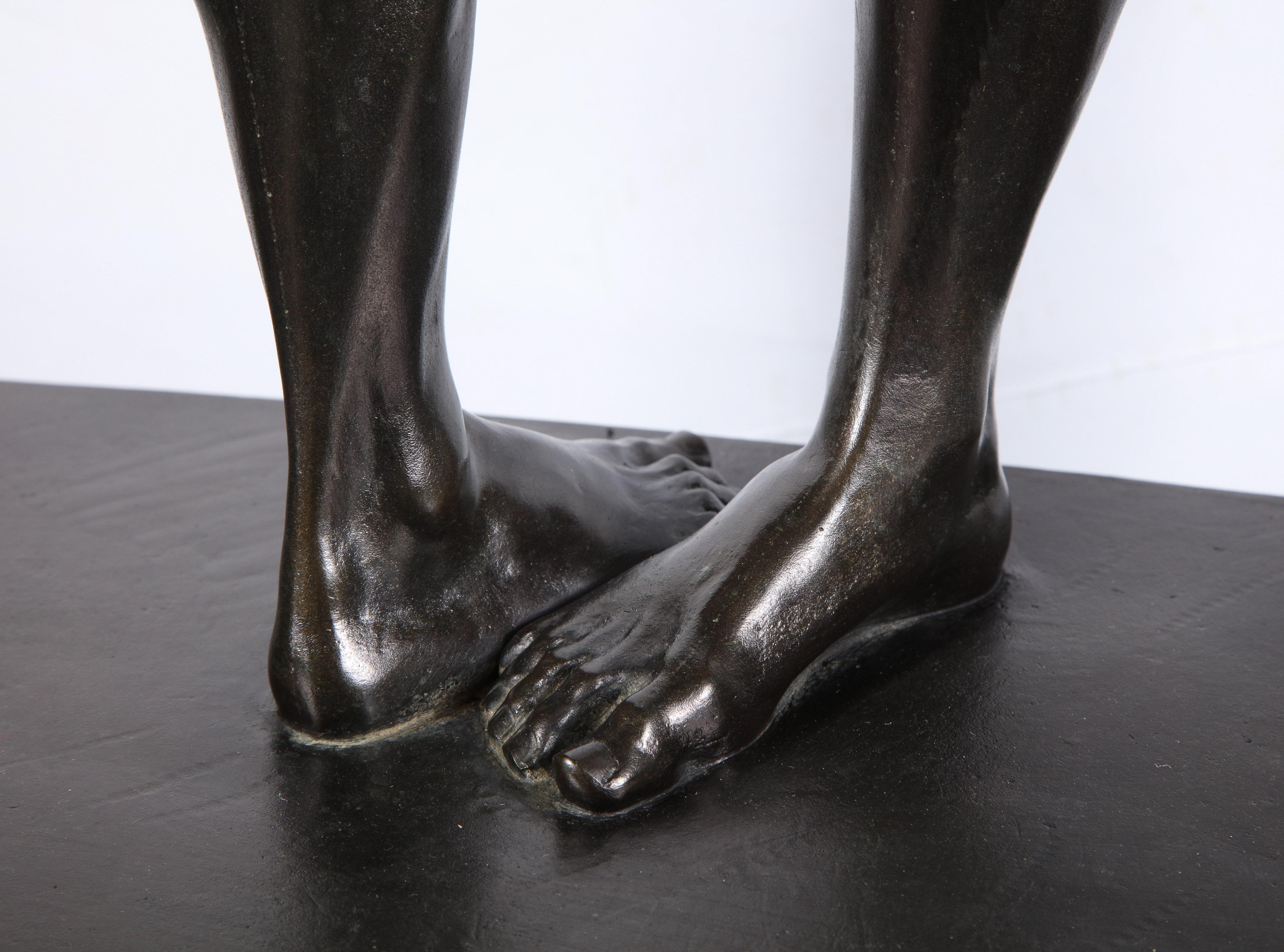 Monumental and Striking Patinated Bronze Figure of Two Male Nude Erotic Lovers - Gold Nude Sculpture by Unknown