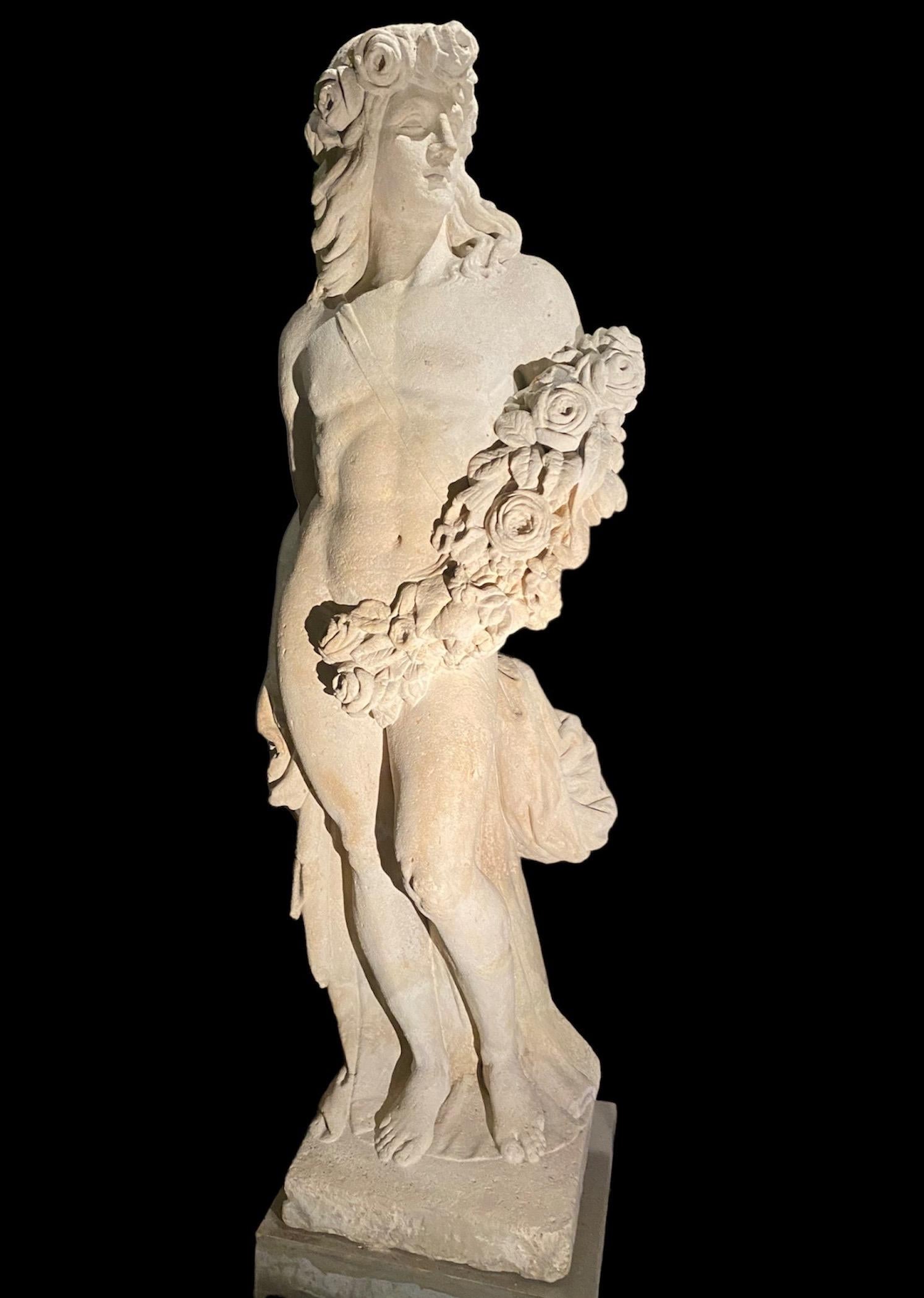 Monumental Italian 18'century Stone Sculpture of Mythological subject Apollo 7