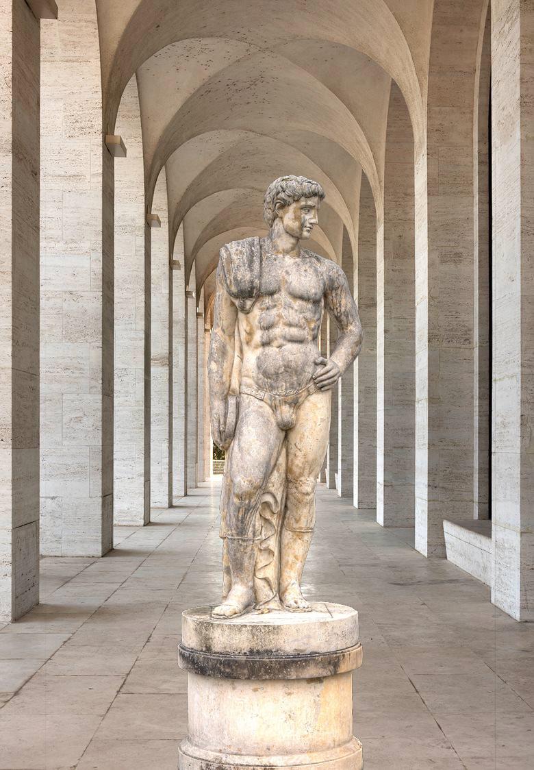  Monumentale italienische Rationalistische Marmorskulpturen von Herkules und Discobolo (Moderne), Sculpture, von Unknown