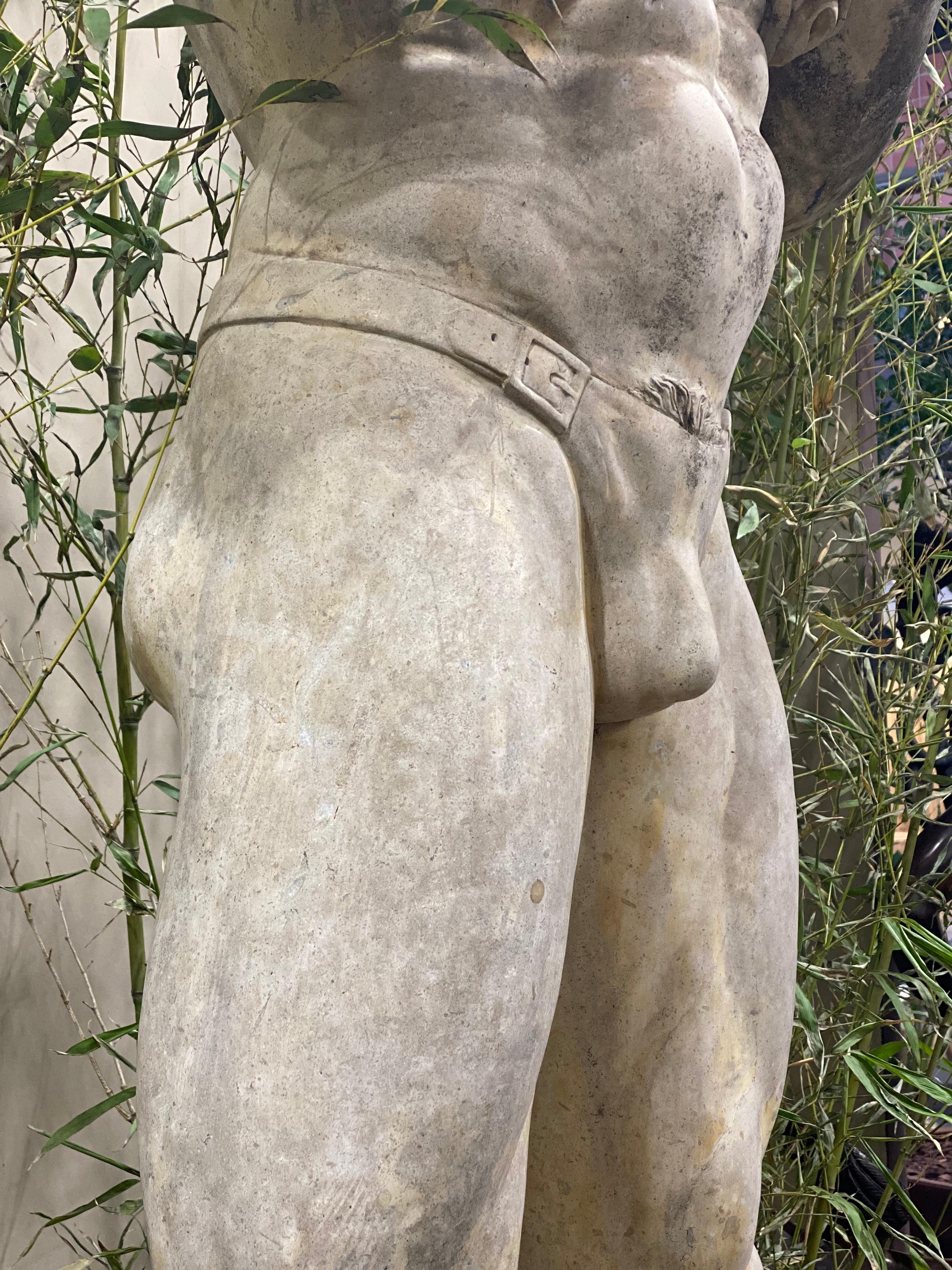 Monumental Italian Rationalist Marble Sculptures of Young Athletes For Sale 10