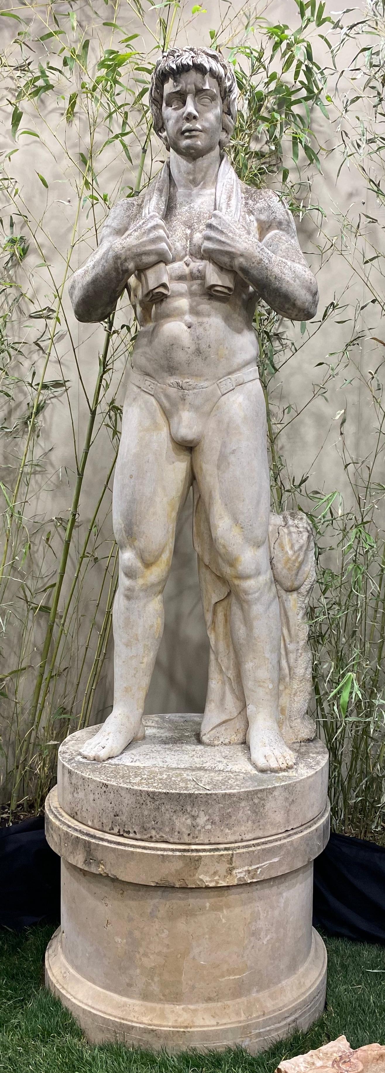 Monumental Italian Rationalist Marble Sculptures of Young Athletes For Sale 1