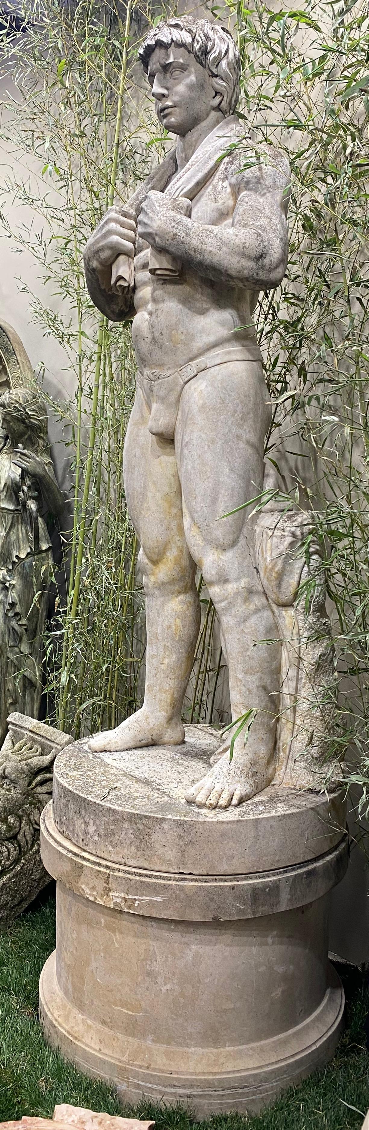 Monumental Italian Rationalist Marble Sculptures of Young Athletes For Sale 2