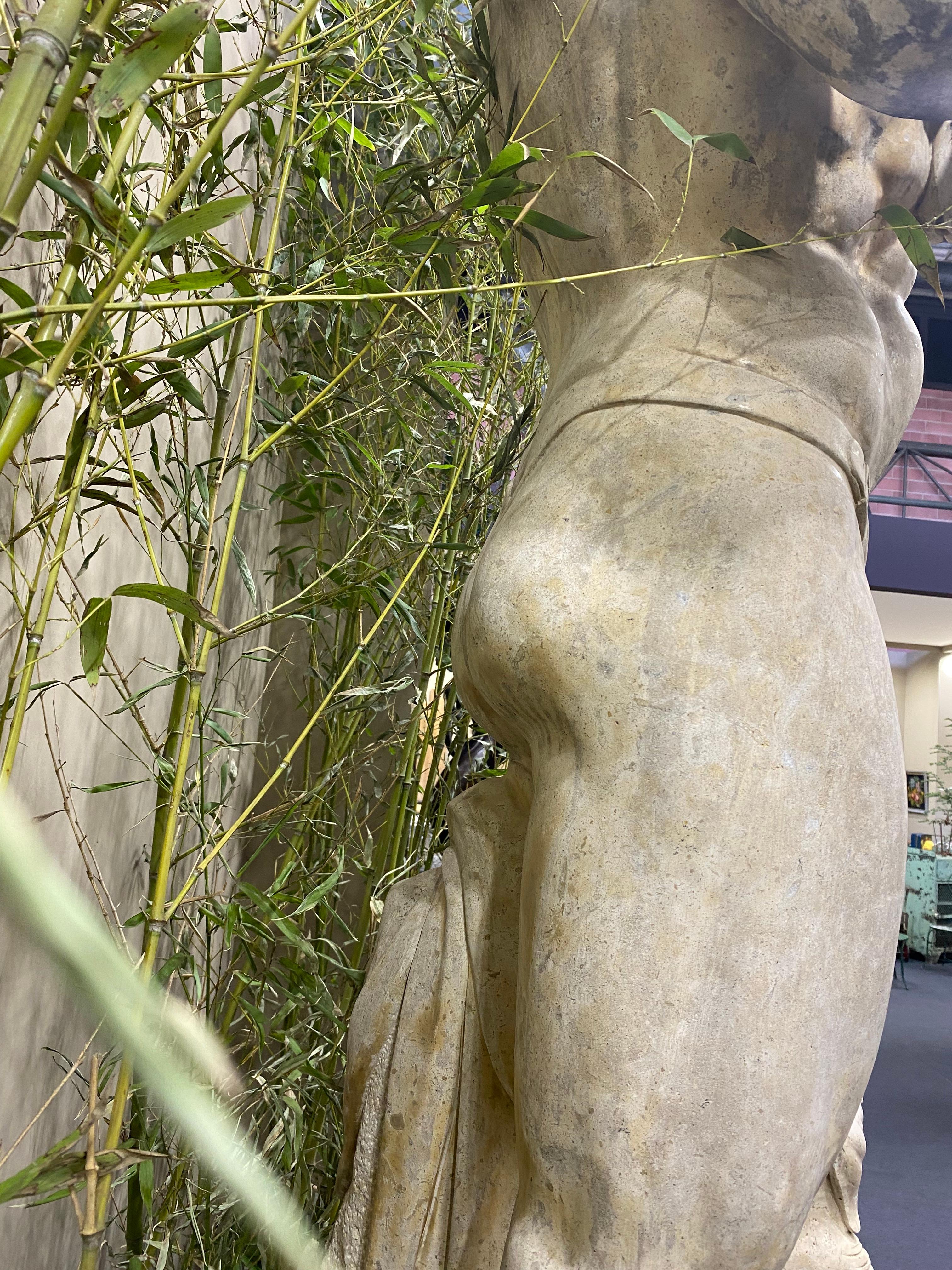 Monumental Italian Rationalist Marble Sculptures of Young Athletes For Sale 4