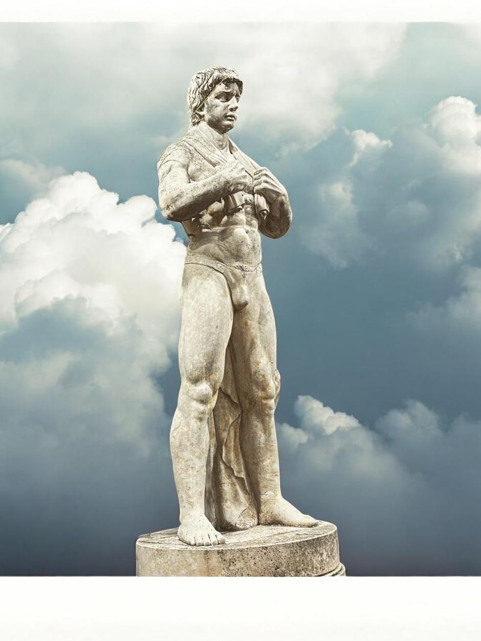 Monumental Italian Rationalist Marble Sculptures of Young Athletes For Sale 5