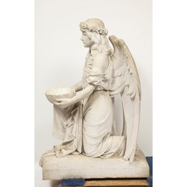 Monumental Italian White Marble Figure Sculpture of a Seated Winged Woman, 1870 8